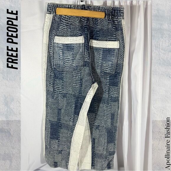 WE THE FREE MISFIT BORO REVERSIBLE HAREM JEANS IN NAVY WHITE COMBO NEW - Picture 9 of 13
